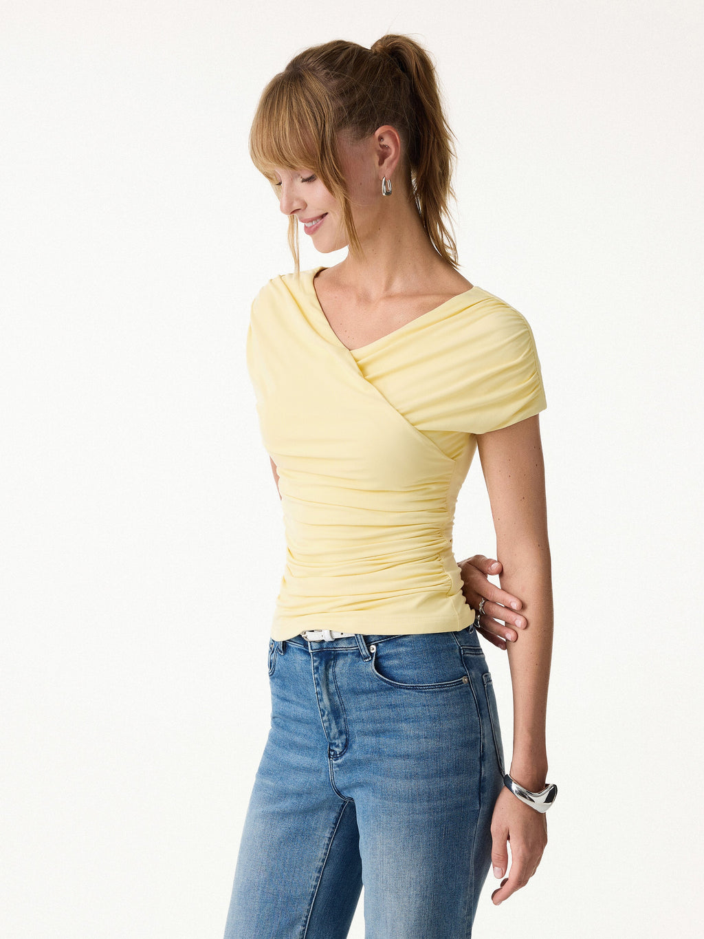 SkinKiss Surplice V-Neck Ruching Bra Top