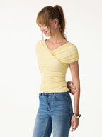 SkinKiss Surplice V-Neck Ruching Bra Top