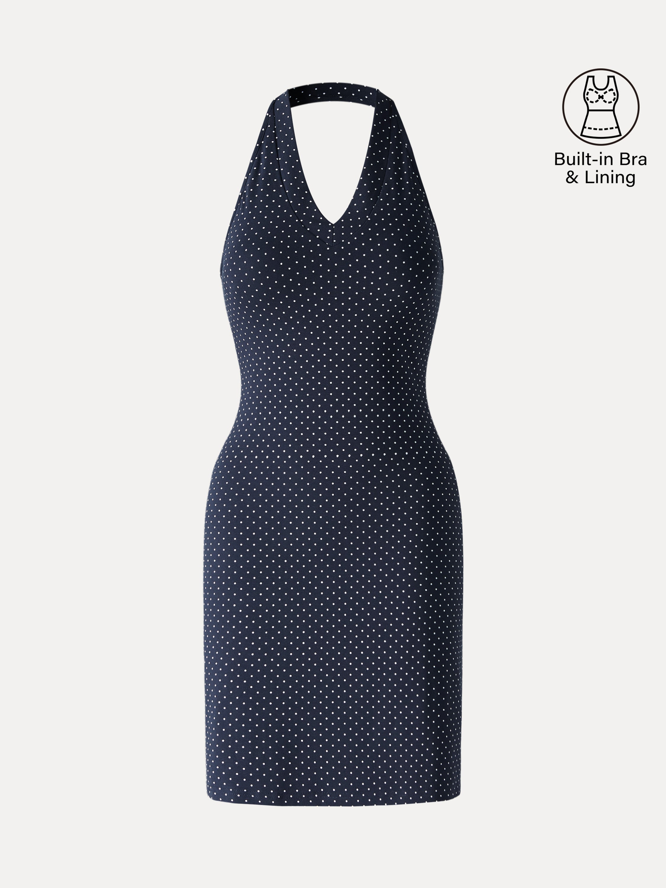 Soft Stretch Cotton Halter Neck Polka Dot Mini Bra Dress Limited Edition