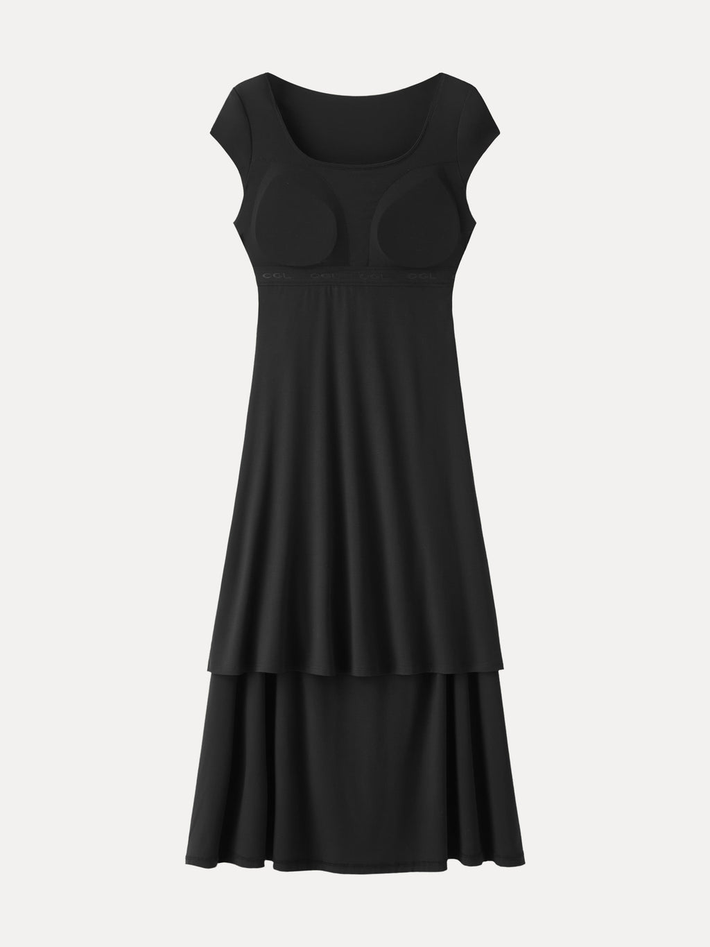 SkinKiss Cooling Square Neck Ruched Midi Bra Dress