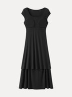 SkinKiss Cooling Square Neck Ruched Midi Bra Dress