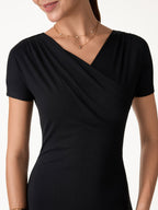 Surplice Short Sleeve Midi Dress