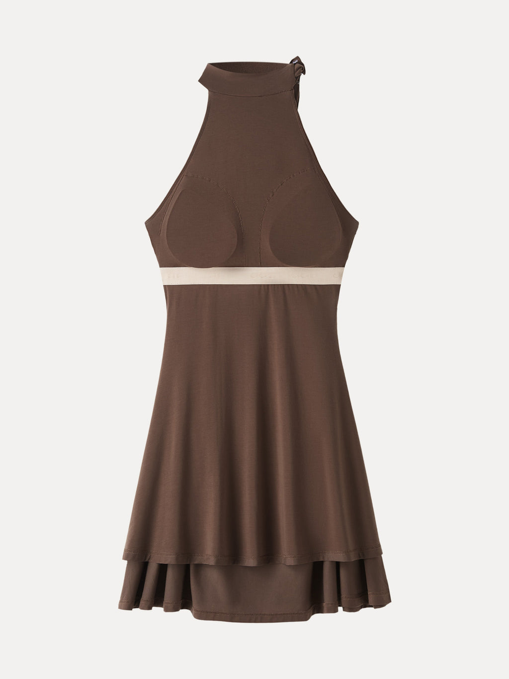 Milky Matte Mockneck Bow Tie Ruched Mini Bra Dress