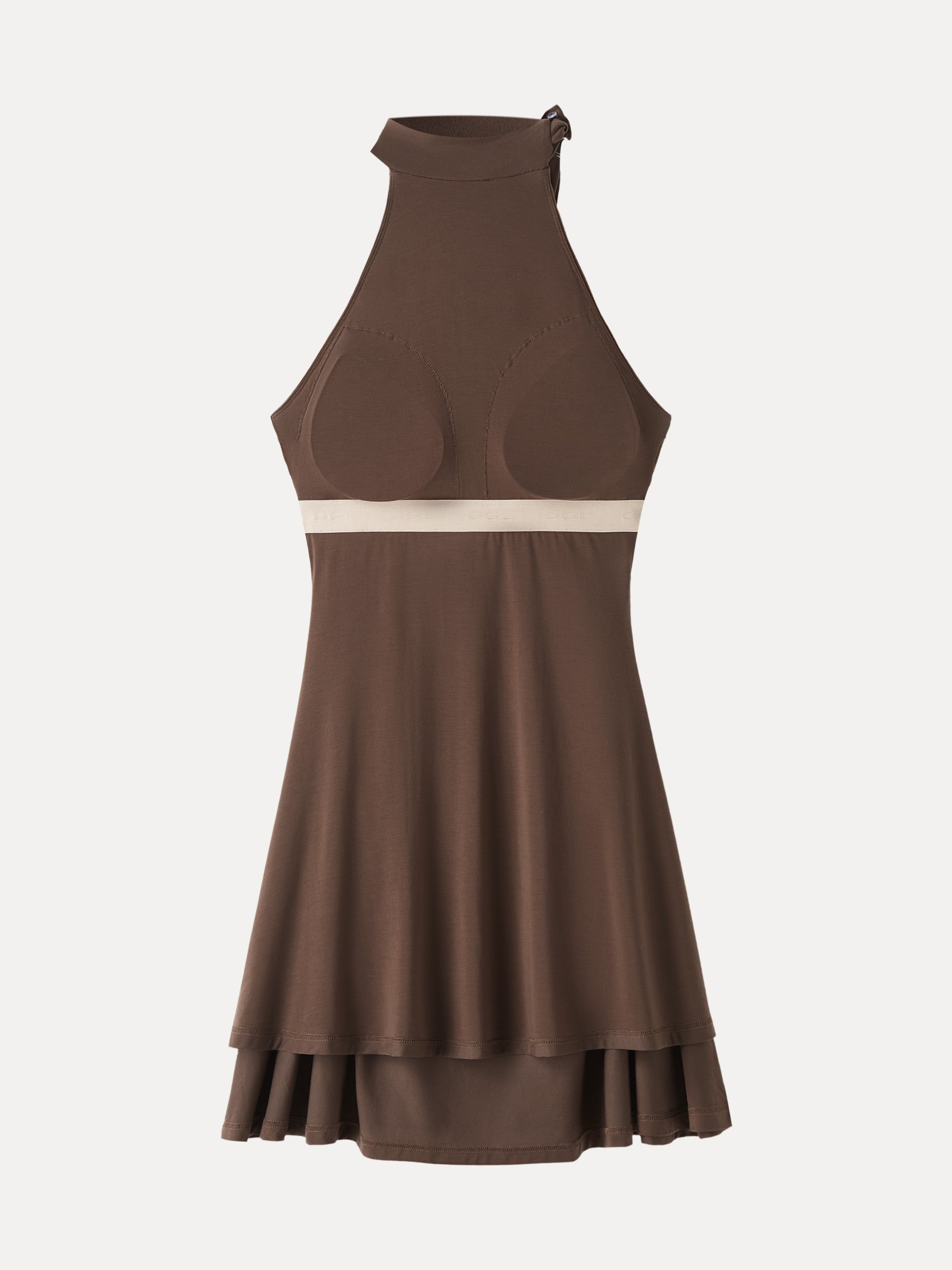Milky Matte Mockneck Bow Tie Ruched Mini Bra Dress