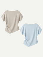 Cotton Lyocell Boatneck Angled Summer Tee