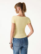 SkinKiss Surplice V-Neck Ruching Bra Top