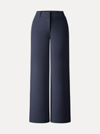 Stretchy Mid Rise Fly-Front Wide Leg Trouser