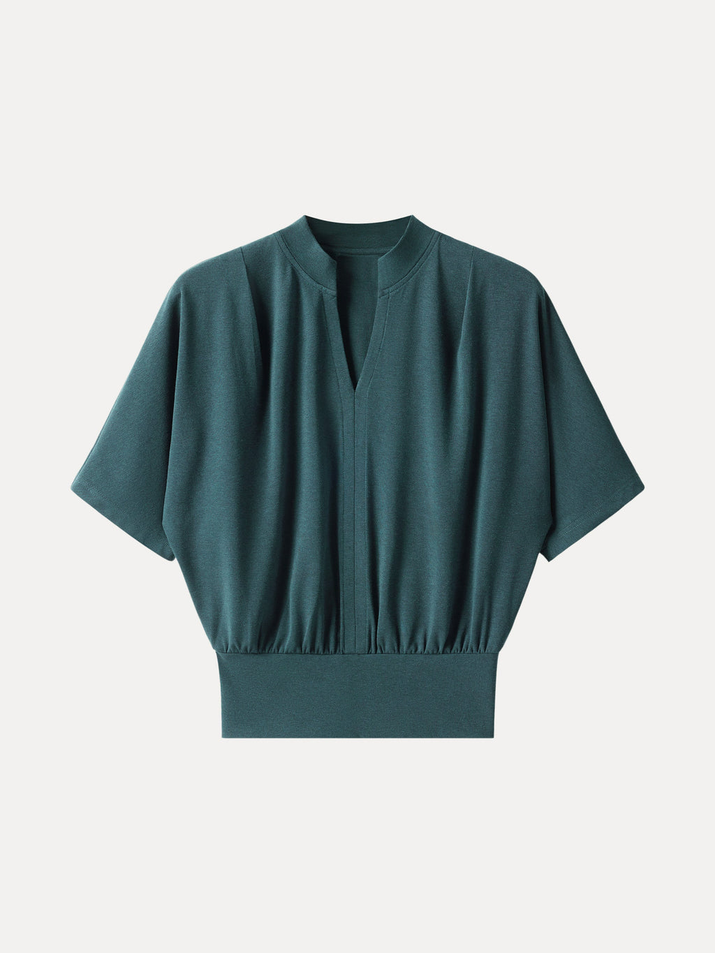 Stand Collar V-Neck Short Sleeve Top