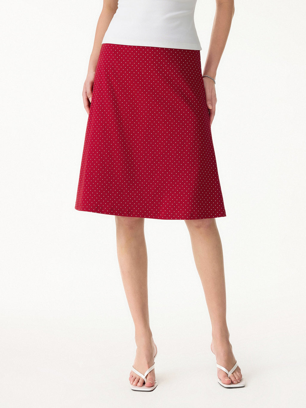 2Pcs Set Boatneck Flutter Sleeves Polka Dot Top & A-Line Flare Skirt Limited Edition