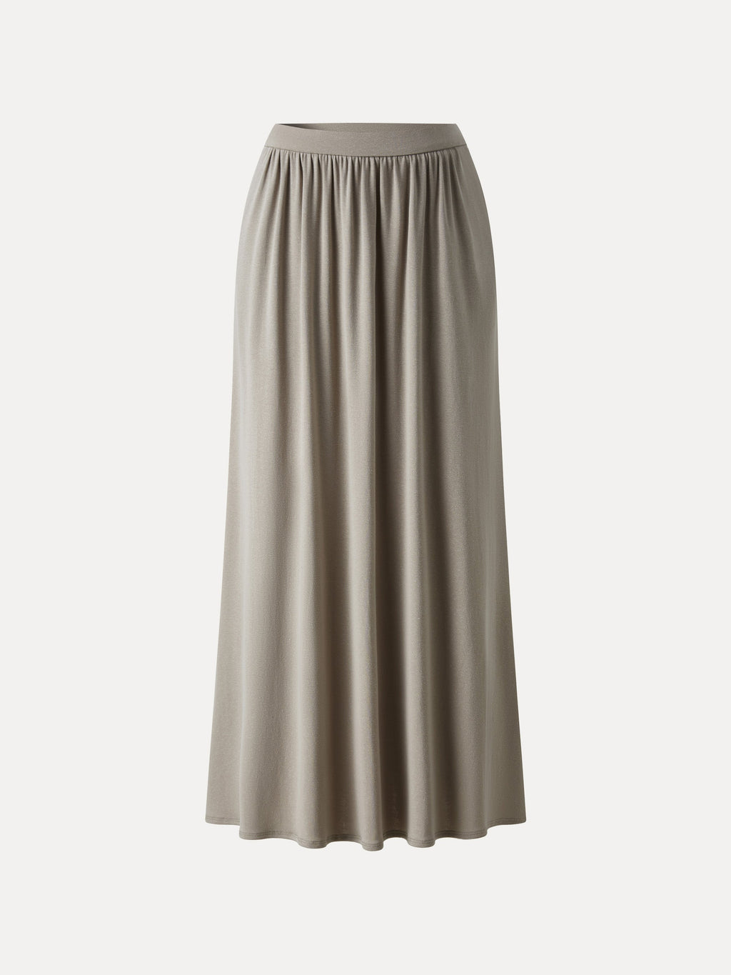 Soft Linen Knit Gathered A-Line Maxi Skirt with Pockets