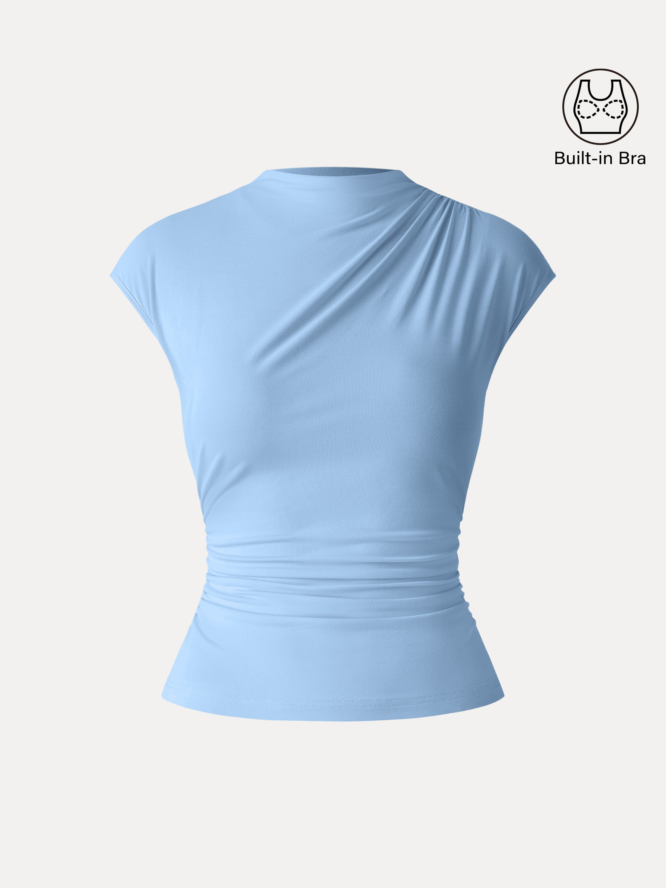 SkinKiss Mockneck Ruched Cropped Bra Top