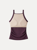 Plantive Chic Square Neck Ruched Rib Bra Tank