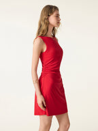SkinKiss Boatneck Ruched A-line Mini Bra Dress