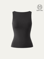 Stretch Cotton Boatneck Bra Tank