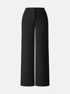 Stretchy Mid Rise Fly-Front Wide Leg Trouser