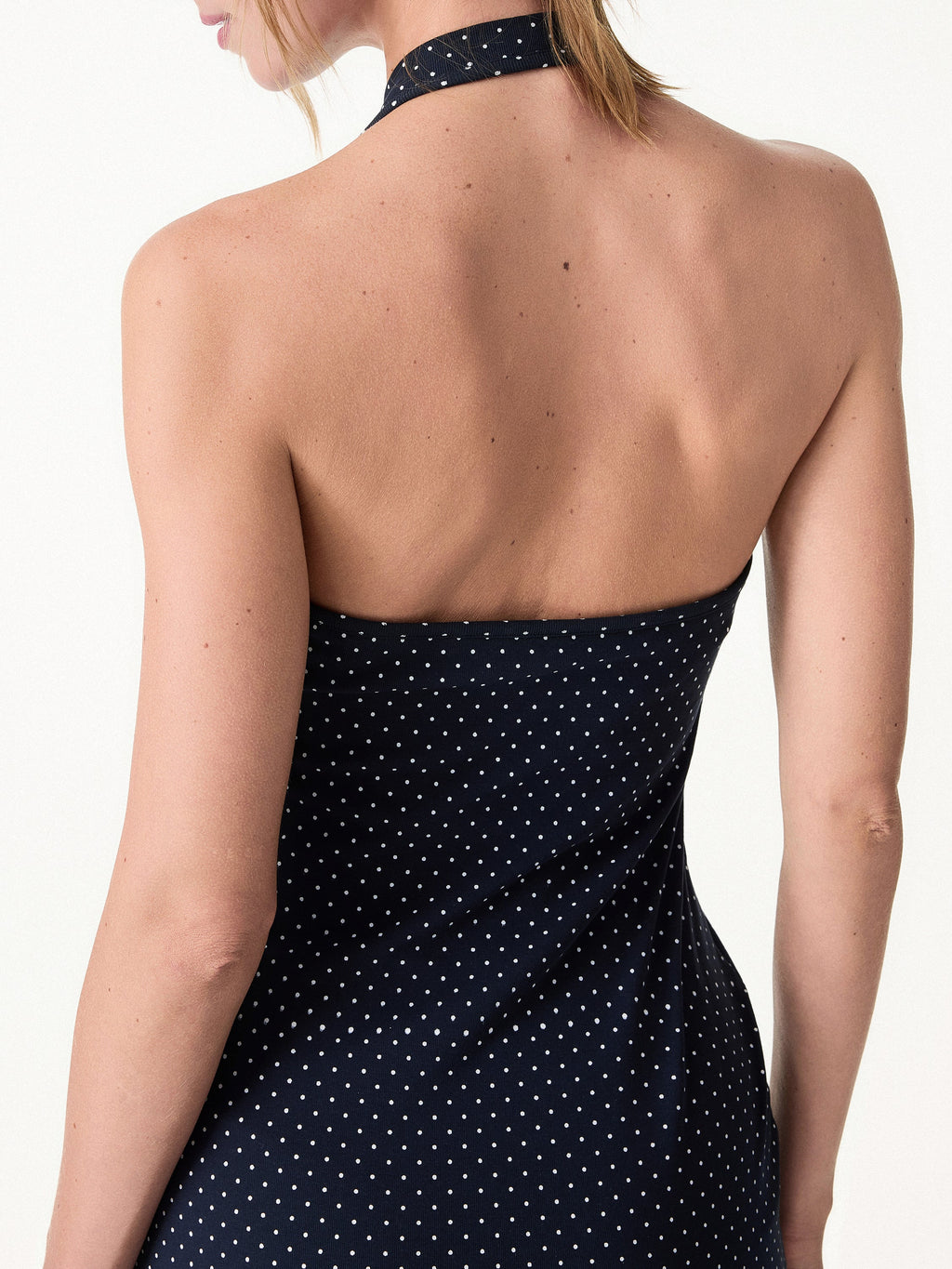 Soft Stretch Cotton Halter Neck Polka Dot Mini Bra Dress Limited Edition