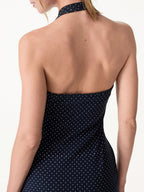 Soft Stretch Cotton Halter Neck Polka Dot Mini Bra Dress Limited Edition
