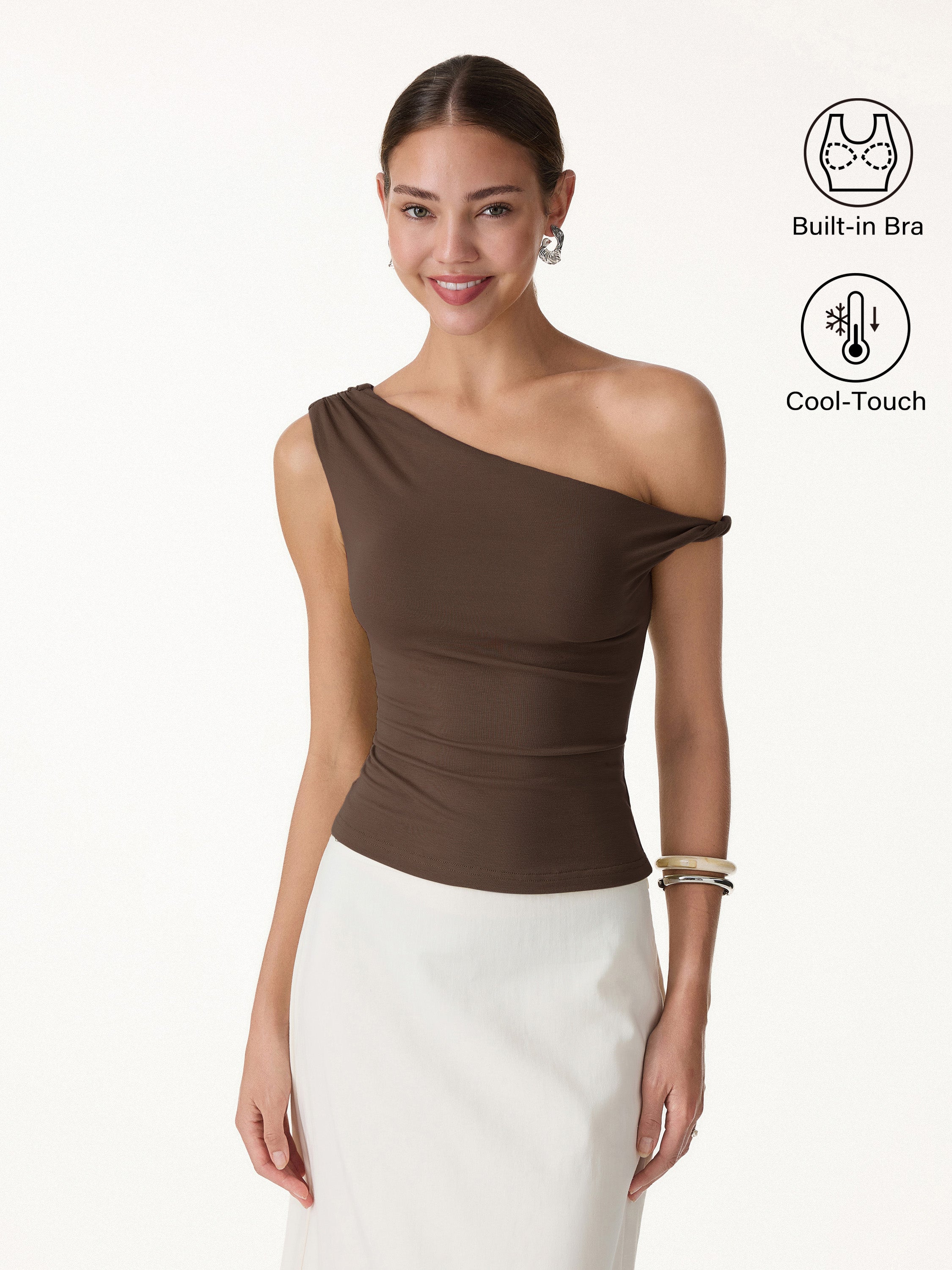 CoolTouch Asymmetrical Shoulder Bra Top