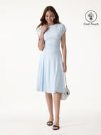 2Pcs Set Round Neck Tee & Midi Skirt with Pockets