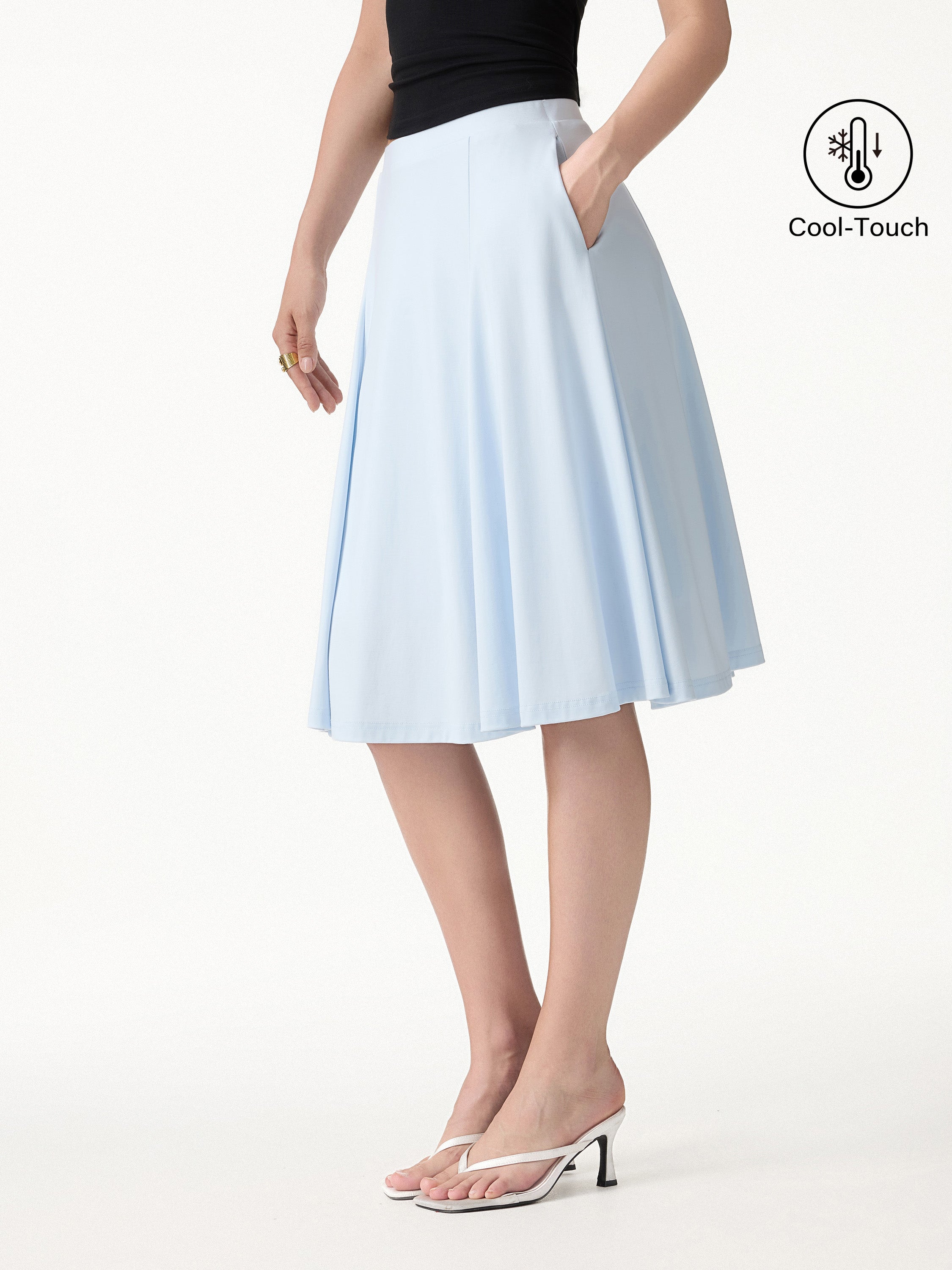 CoolTouch Midi Circle Flare Skirt with Pockets