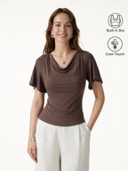 CoolTouch Cowl Neck Flutter Sleeve Bra Top