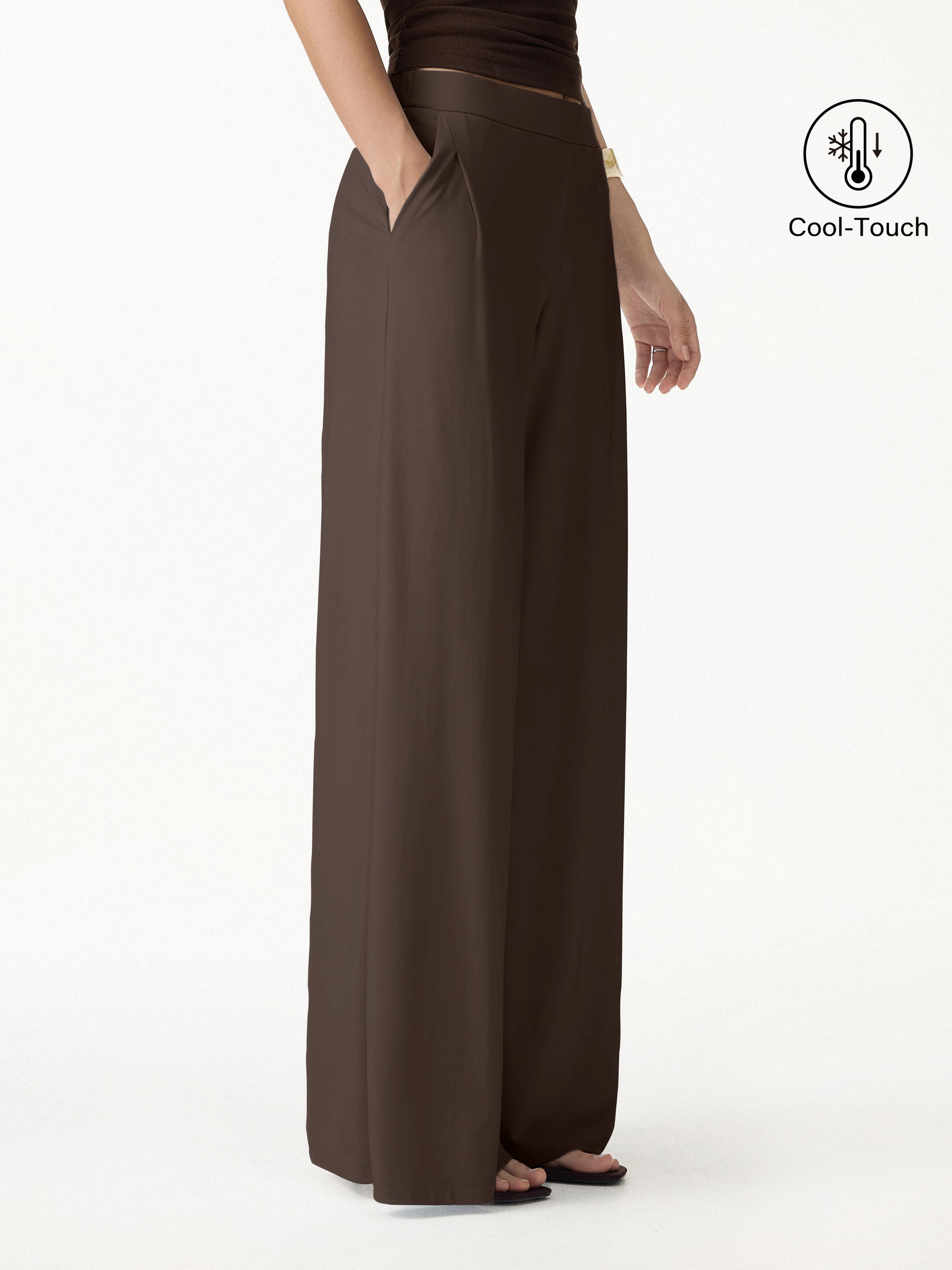 CoolTouch Ponte Mid Rise Wide Leg Pants with Pockets