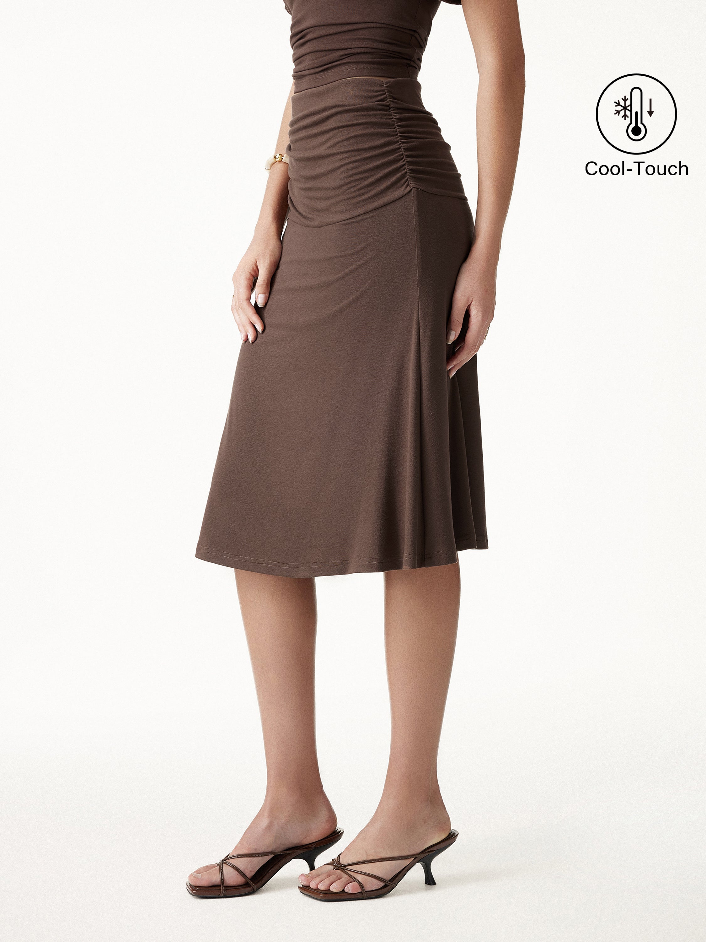 CoolTouch Ruched Midi Mermaid Skirt