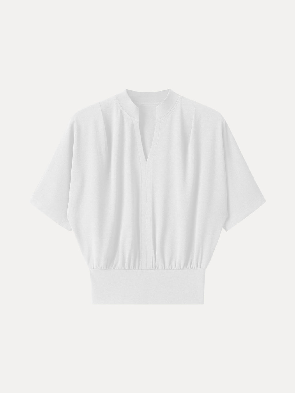 Stand Collar V-Neck Short Sleeve Top