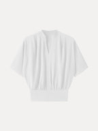 Stand Collar V-Neck Short Sleeve Top