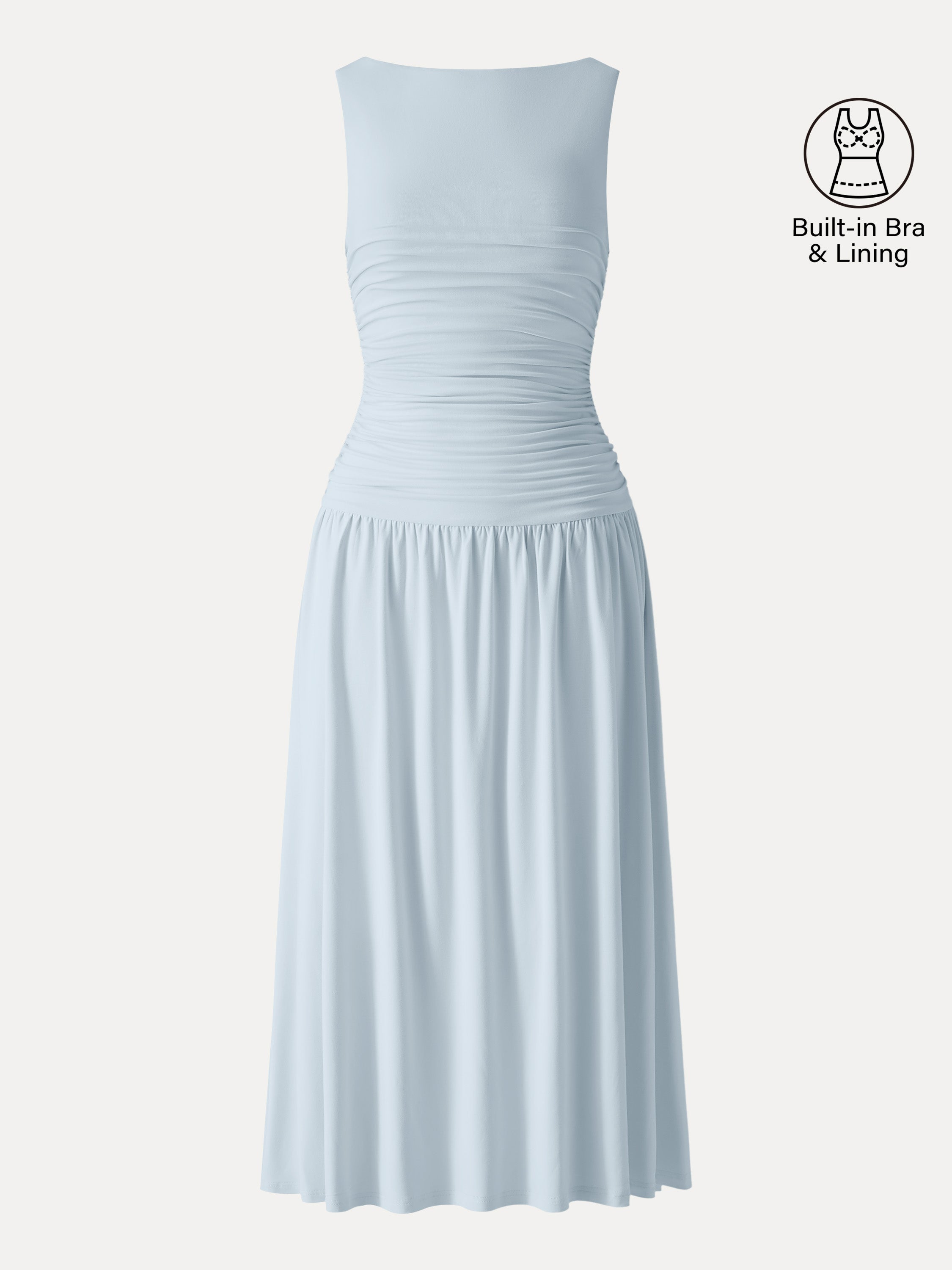 SkinKiss Cooling Boatneck Ruched Midi Bra Dress