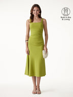 Square Neck Tucked Open Back Bra Dress