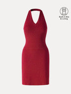 Soft Stretch Cotton Halter Neck Polka Dot Mini Bra Dress Limited Edition