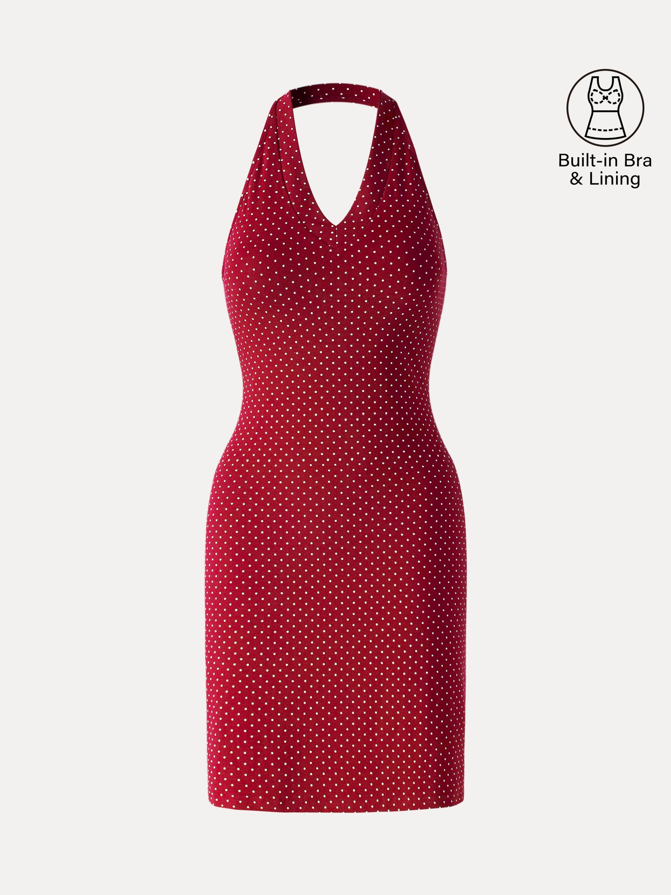 Soft Stretch Cotton Halter Neck Polka Dot Mini Bra Dress Limited Edition