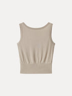 Cotton-Linen Blend Reversible Boatneck Low Back Top