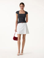 Stretch Ponte Mid Rise Pull-on Skirt