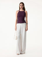 Plantive Chic Square Neck Ruched Rib Bra Tank
