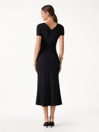 Surplice Short Sleeve Midi Dress