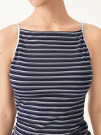 2Pcs Set Striped Spaghetti Bra Top & Low Rise Striped Midi Skirt