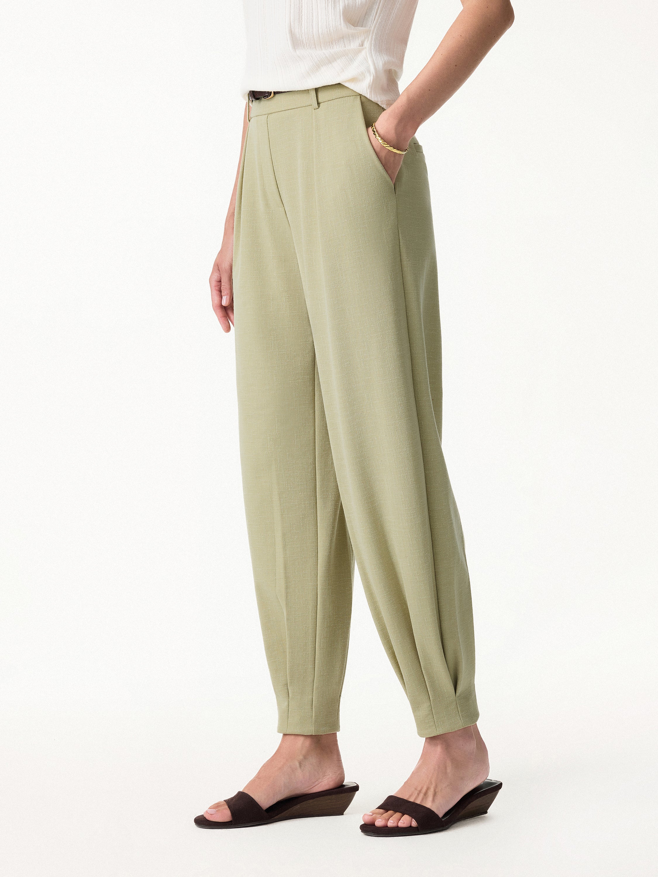 Stretch Linen-Like Wrinkle-Resistant Tapered Pant