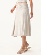 2Pcs Set Front Tucked Spaghetti Brami & A-line Midi Skirt