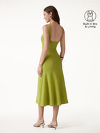 Square Neck Tucked Open Back Bra Dress