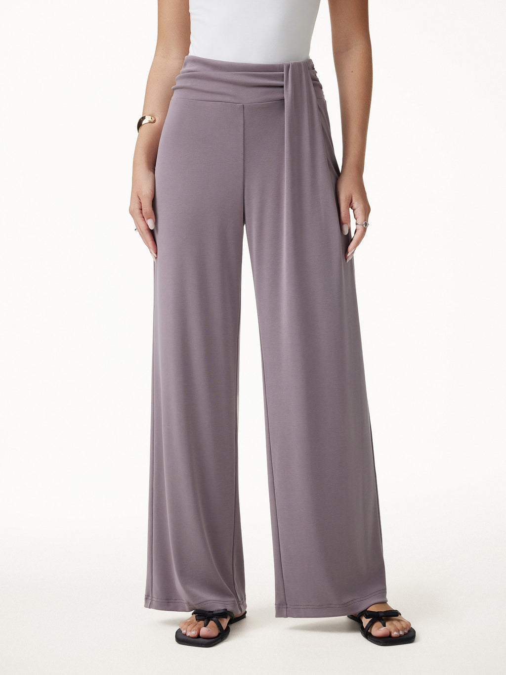 Mid-Rise Relaxed Wide-Leg Lounge Pants