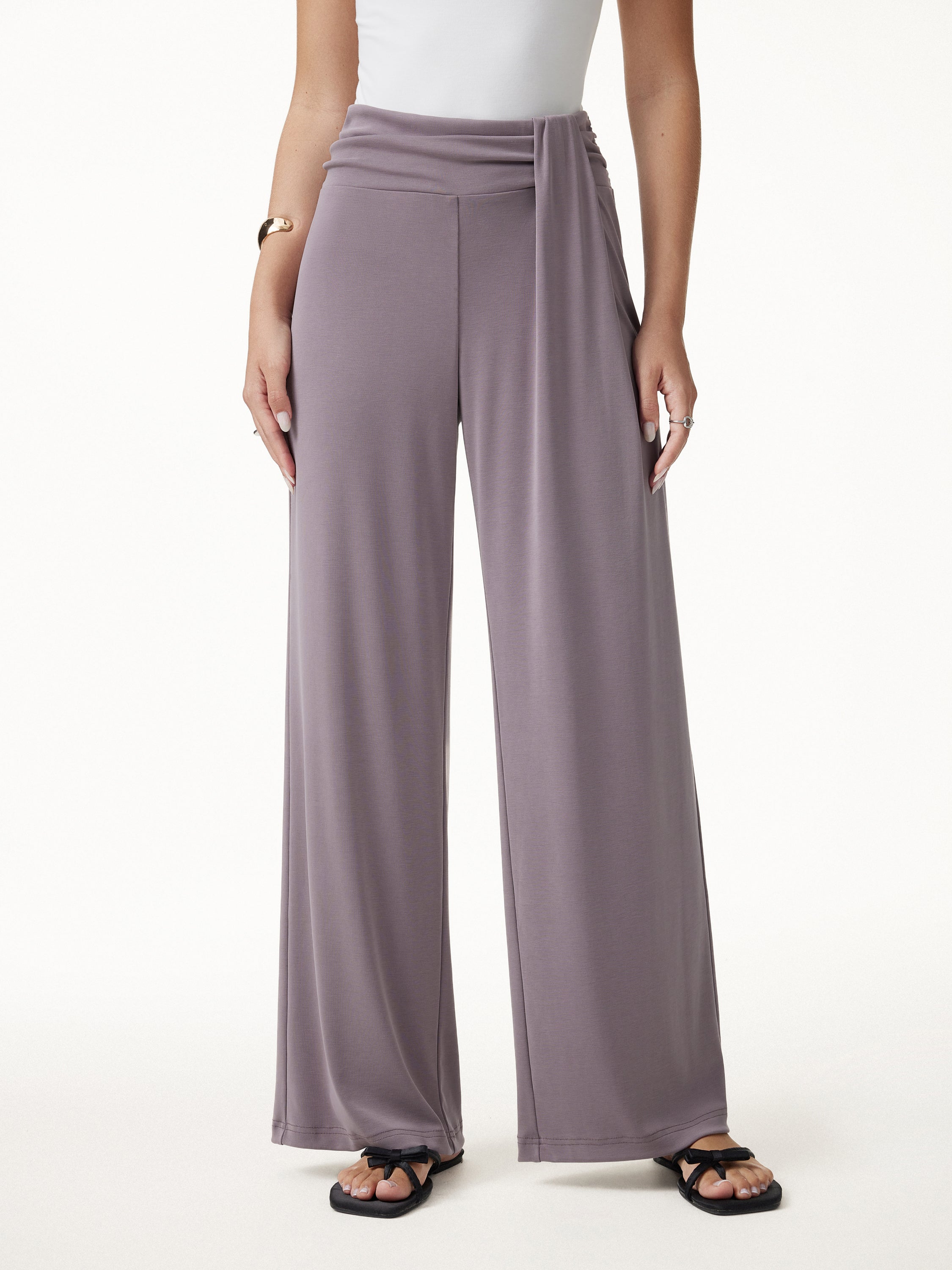 Mid-Rise Relaxed Wide-Leg Lounge Pants