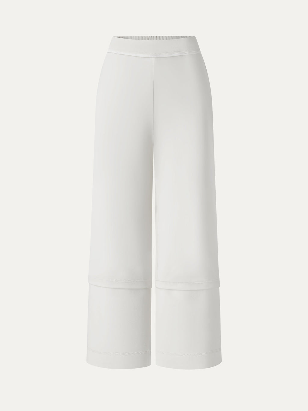 Not-See-Thru Mid Rise Cropped Wide Leg Pants with Pockets