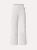 Not-See-Thru Mid Rise Cropped Wide Leg Pants with Pockets