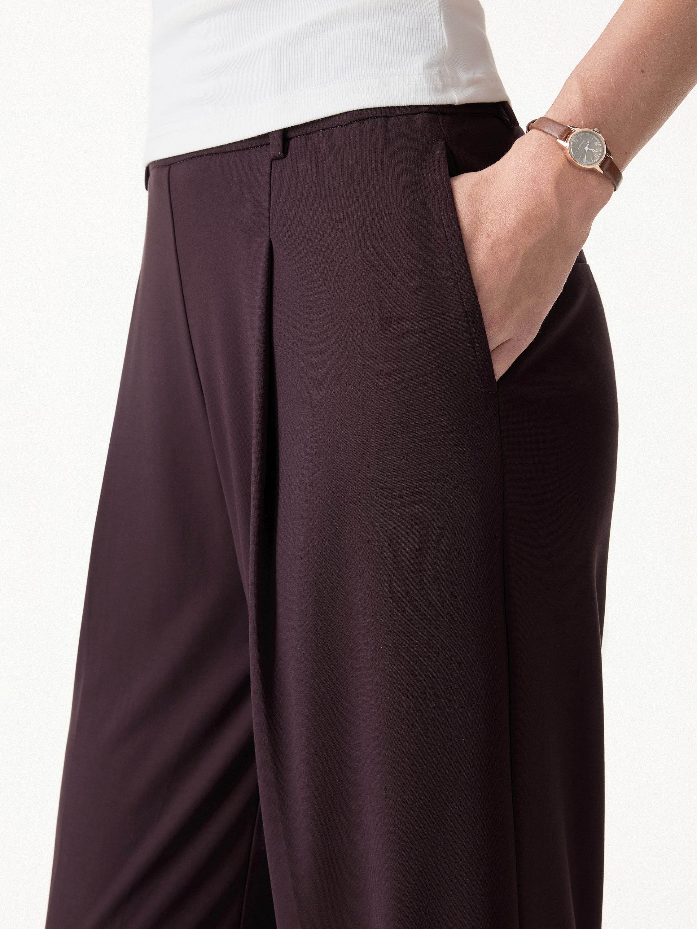 2Pcs Set Round Neck Tucked Top & Wide Leg The Success Pants