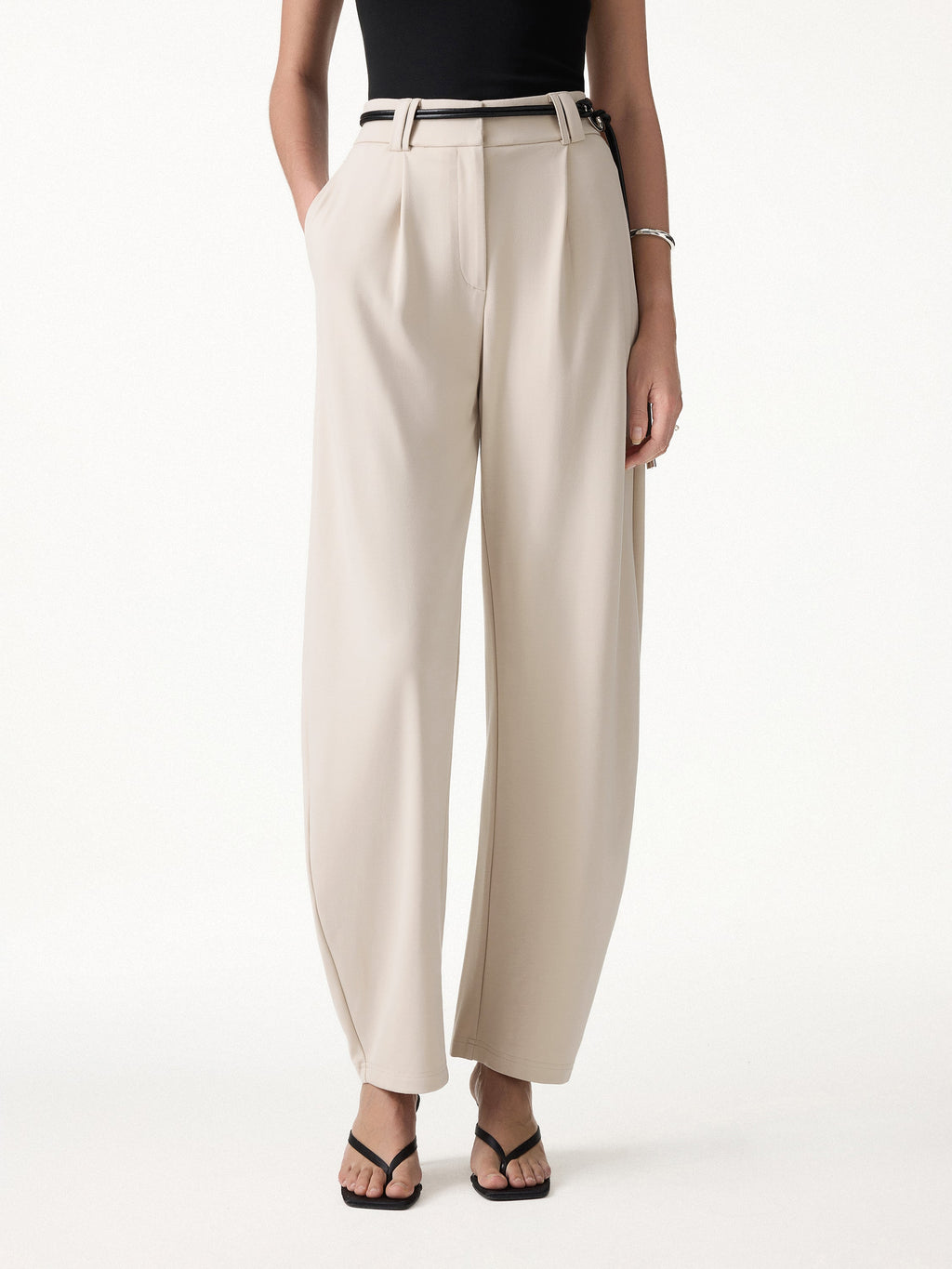 CoolTouch Stretch Ponte High Rise Cropped Barrel Pants