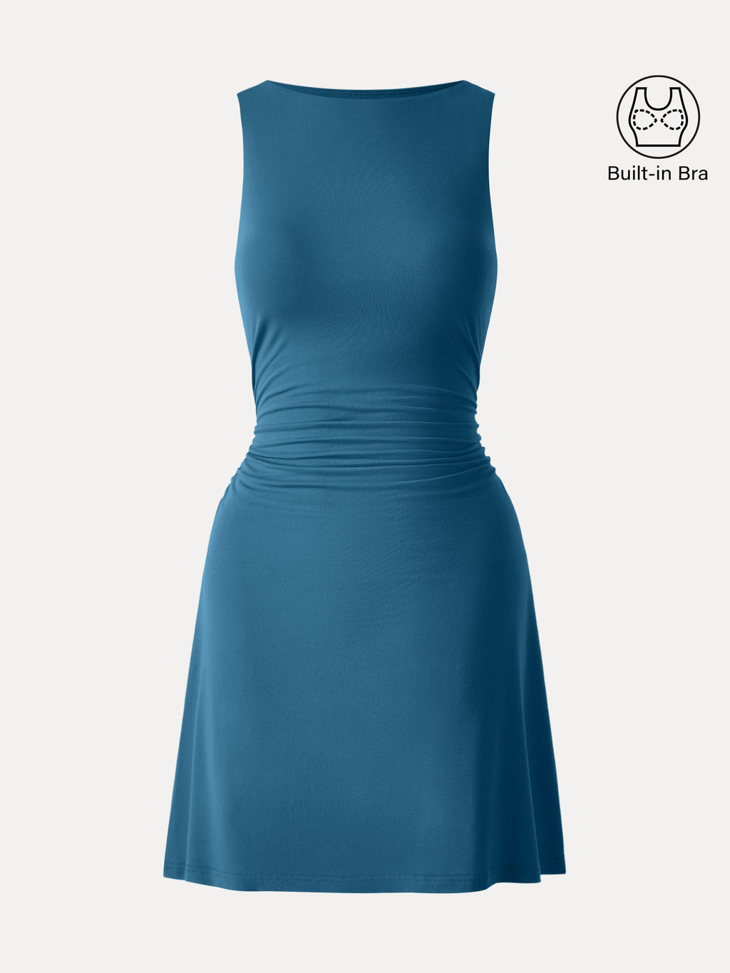 SkinKiss Boatneck Ruched A-line Mini Bra Dress