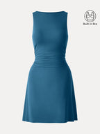 SkinKiss Boatneck Ruched A-line Mini Bra Dress