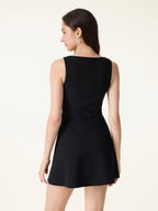 Classy Boatneck Fit-and-Flare Mini Bra Dress